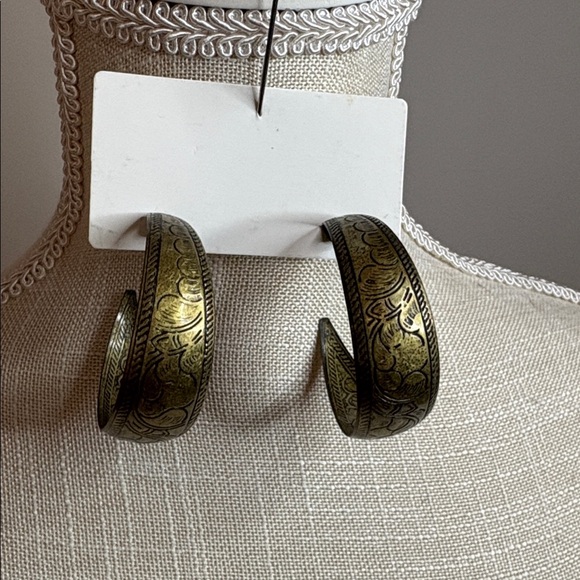 Boho Patterned Hoop Earrings - Picture 2 of 5